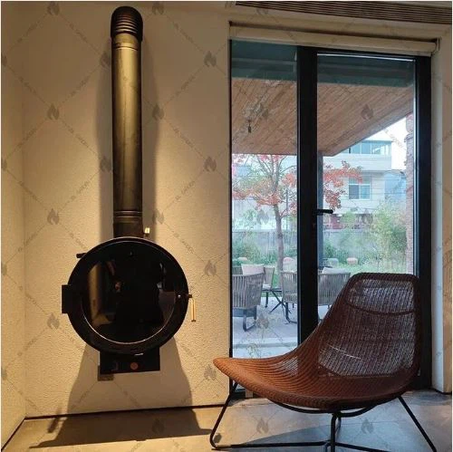 Black Efficient Heating Cast Iron Fireplace