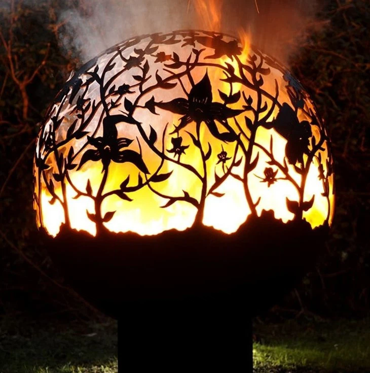 Rusty Spherical Fire Pit Of Corten