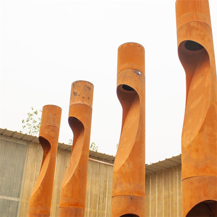 Pilona LED d'acer Corten resistent a la intempèrie-Disseny de columna rodona