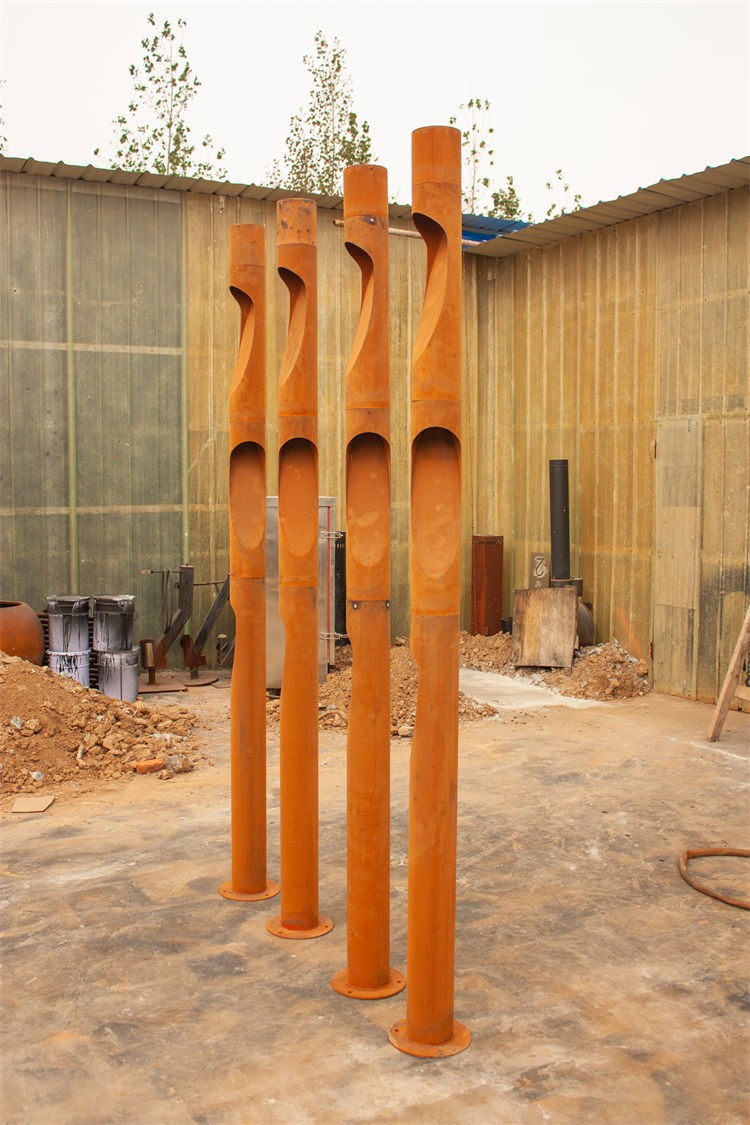 Weather-Resistant Corten Steel LED Bollard Lamp Round Column Design price